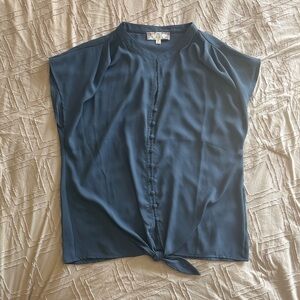 Pink Rose Navy Button-Front Blouse